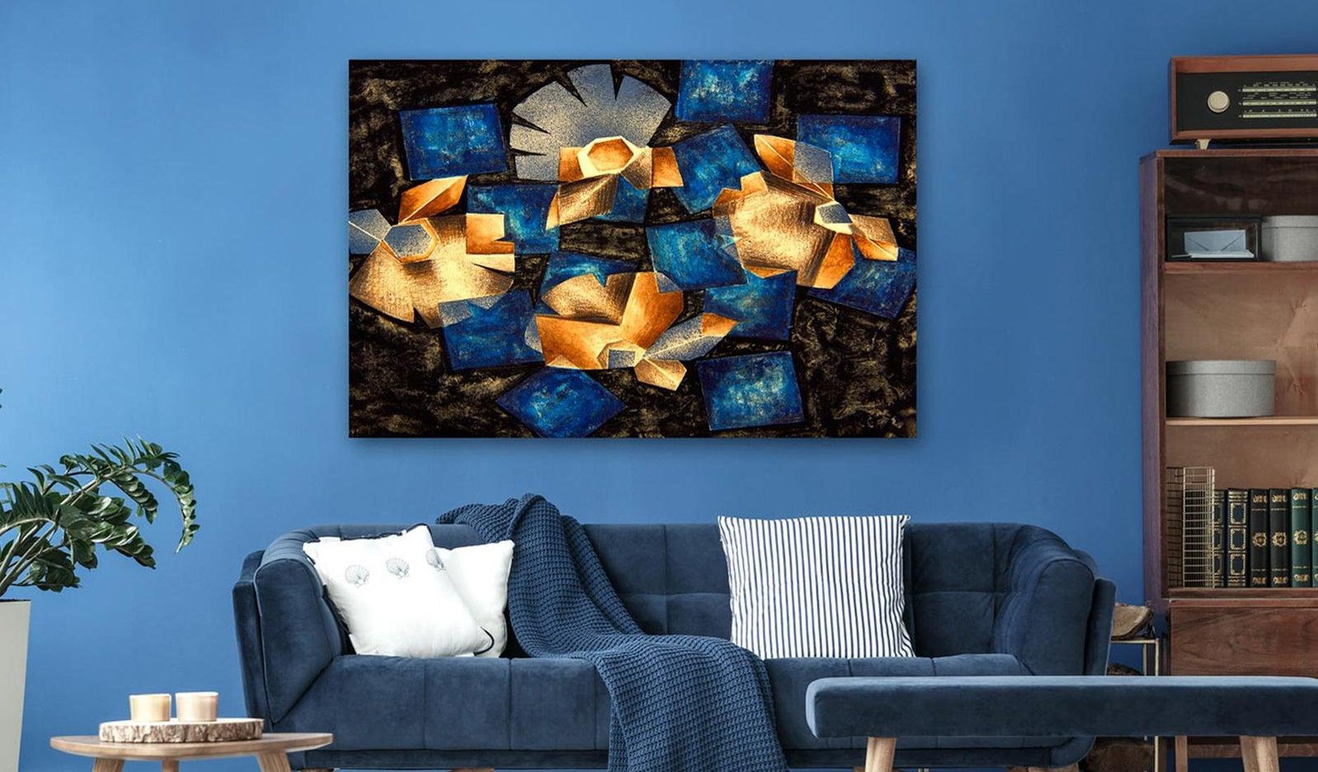 Abstract Canvas Wall Art - Geometrical Flowers