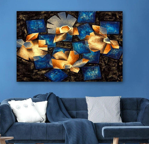 Abstract Canvas Wall Art - Geometrical Flowers