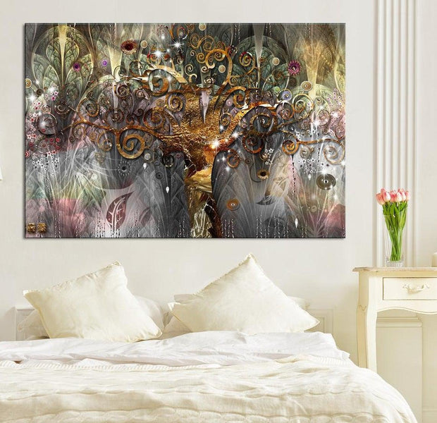 Abstract Canvas Wall Art - Gold Tree