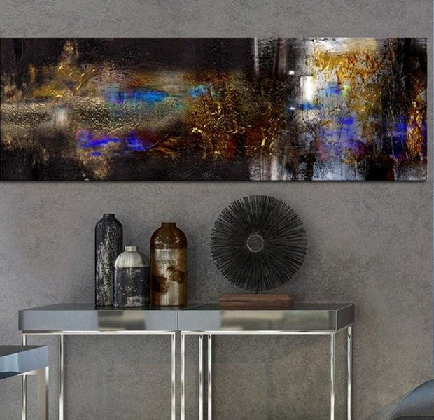 Abstract Canvas Wall Art - Golden Amplitude