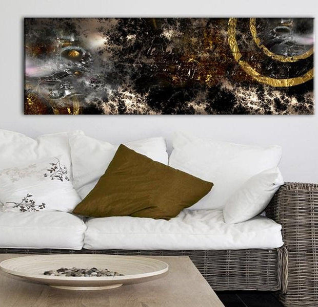Abstract Canvas Wall Art - Golden Galaxy