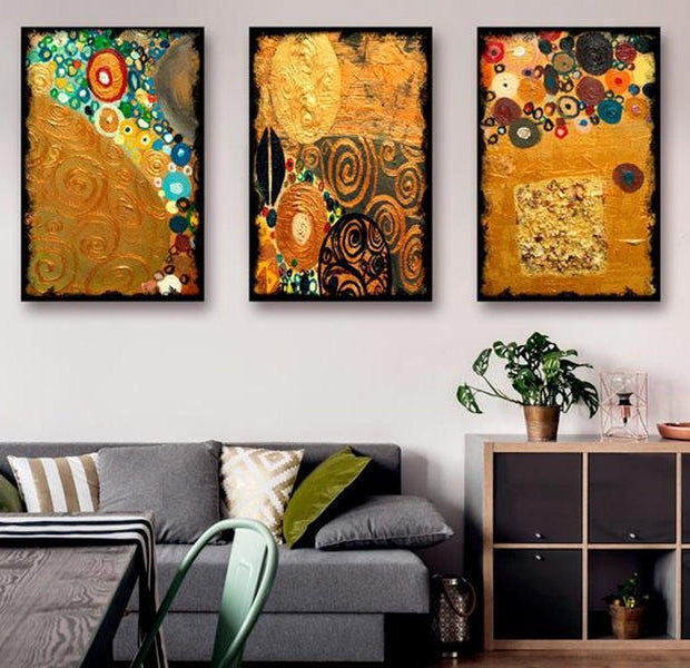 Abstract Canvas Wall Art - Golden Imagination