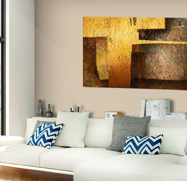 Abstract Canvas Wall Art - Golden Modernity