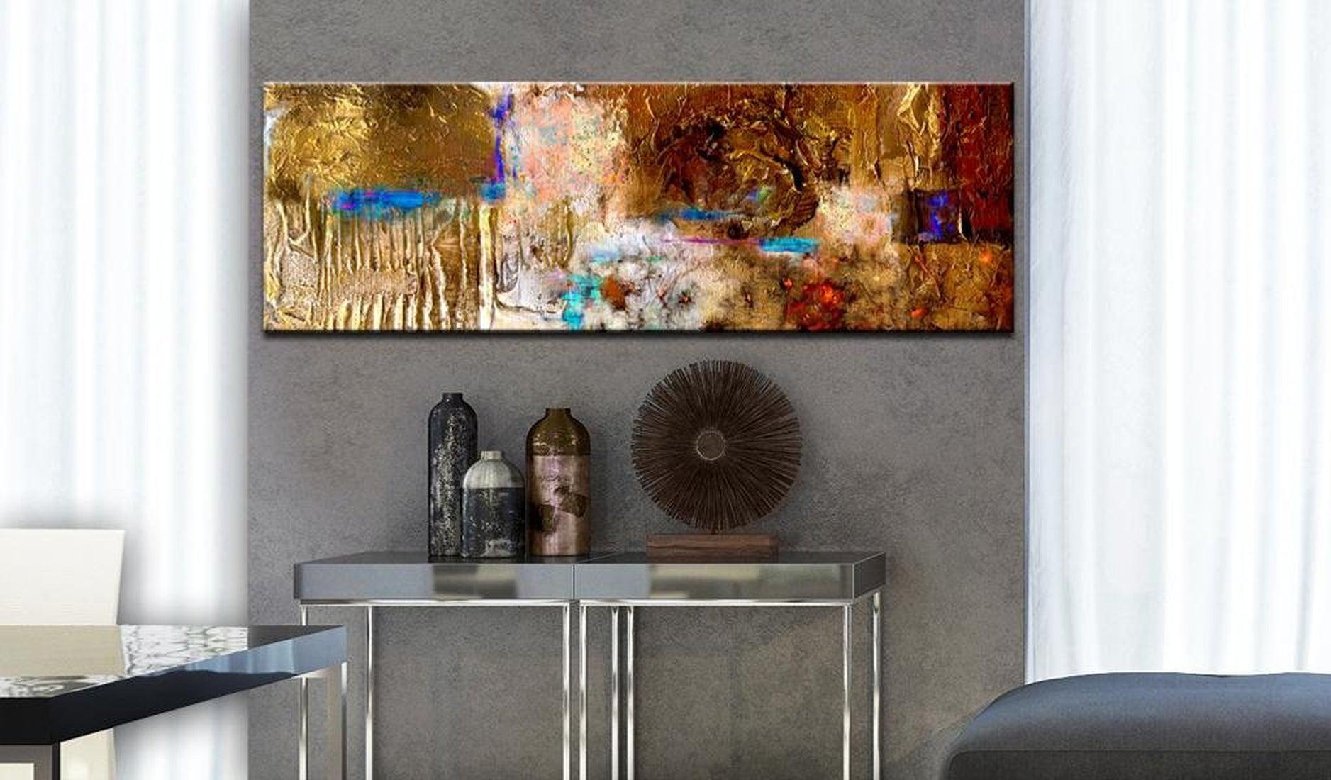 Abstract Canvas Wall Art - Golden Structure