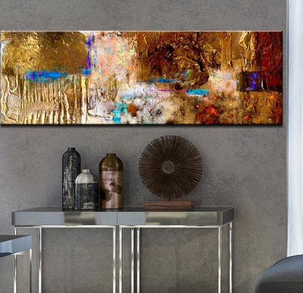 Abstract Canvas Wall Art - Golden Structure