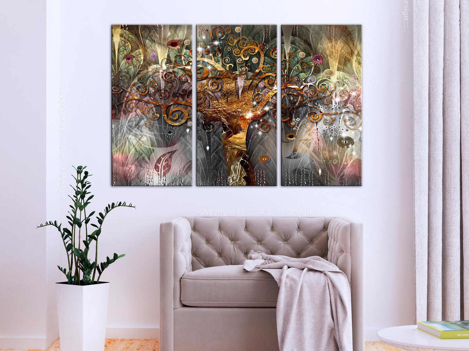 Abstract Canvas Wall Art - Golden Tree