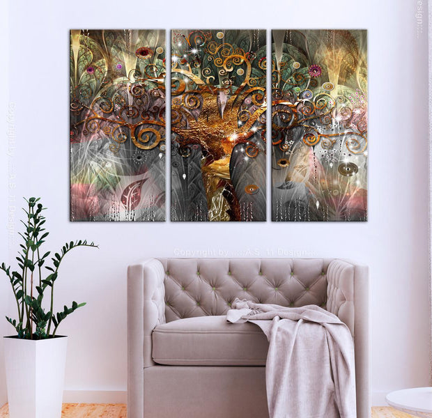 Abstract Canvas Wall Art - Golden Tree