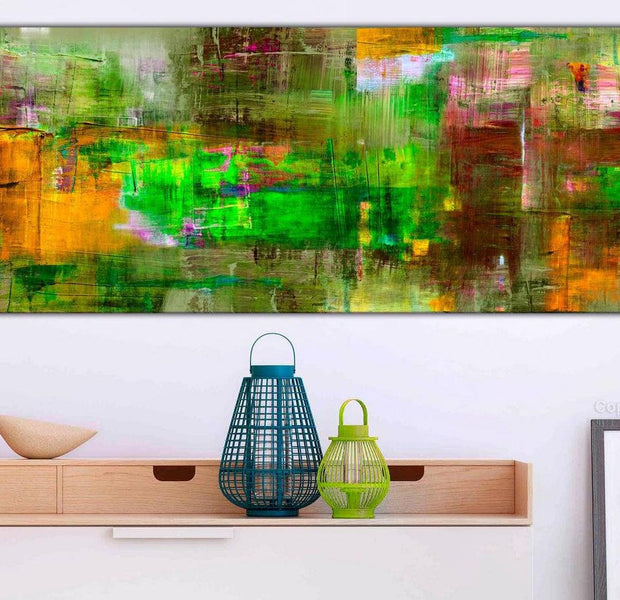 Abstract Canvas Wall Art - Green Land