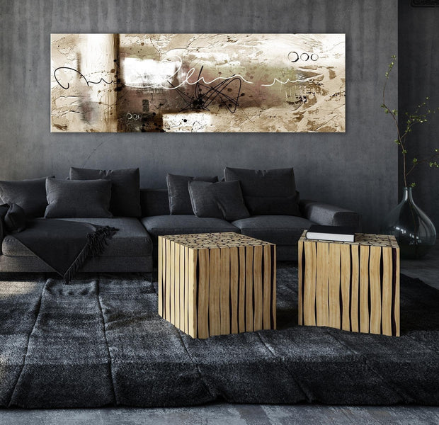 Abstract Canvas Wall Art - Hammer Beige Narrow