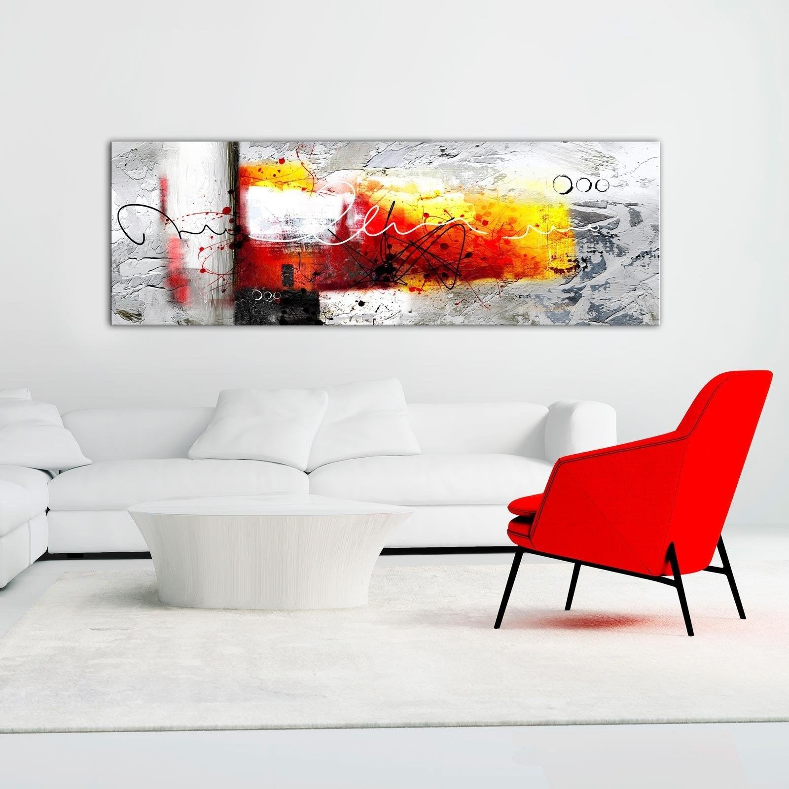 Abstract Canvas Wall Art - Hammer Red Narrow