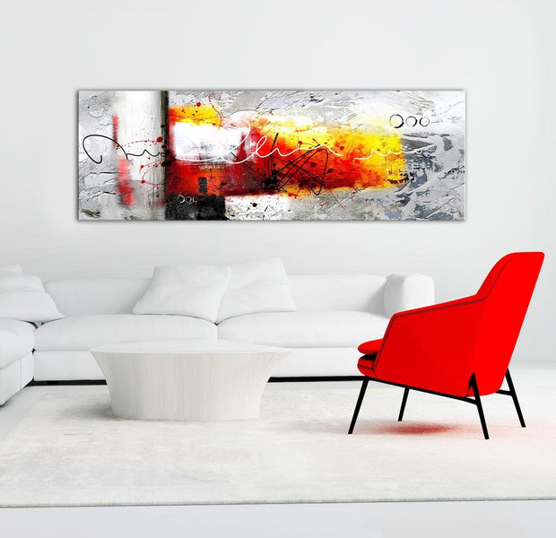 Abstract Canvas Wall Art - Hammer Red Narrow
