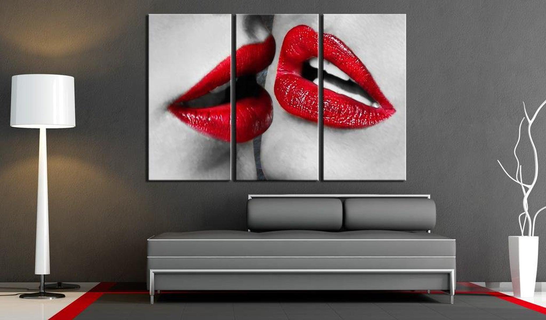 Abstract Canvas Wall Art - Hot Lips