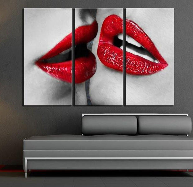 Abstract Canvas Wall Art - Hot Lips