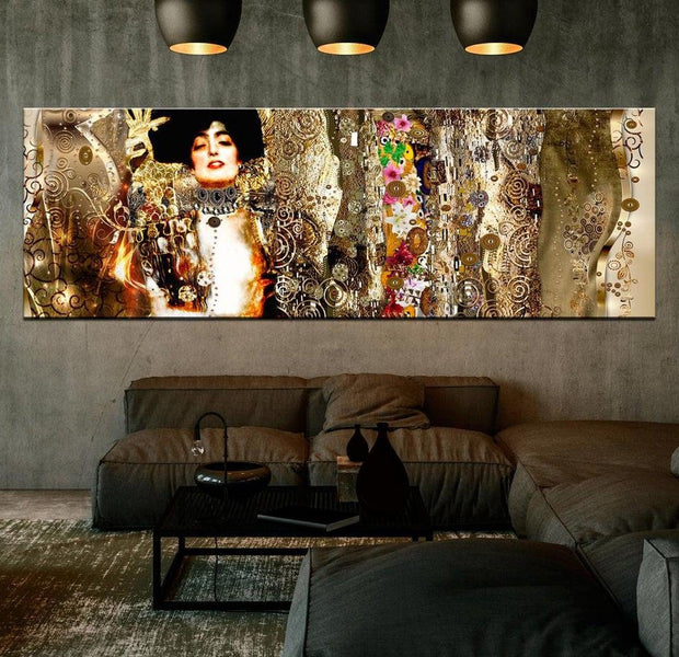 Abstract Canvas Wall Art - Judith And Flowers Narrow