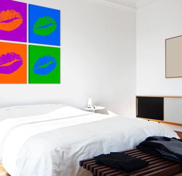 Abstract Canvas Wall Art - Kisses: Pop Art