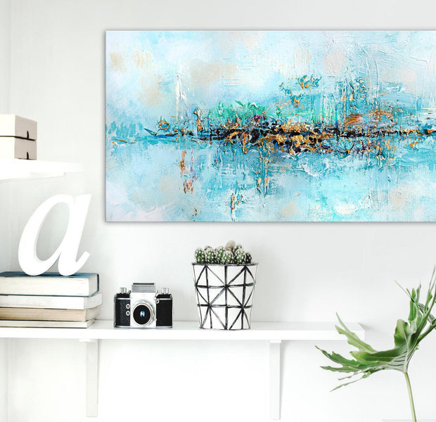 Abstract Canvas Wall Art - Lagoon Wide