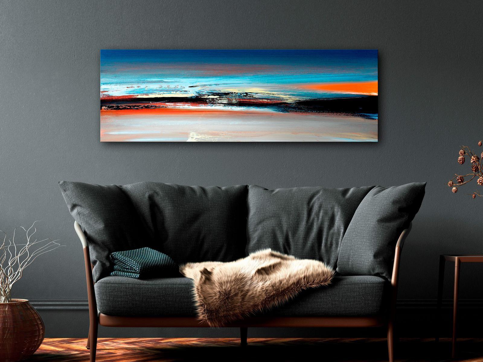 Abstract Canvas Wall Art - Landscape At Dawn Narrow