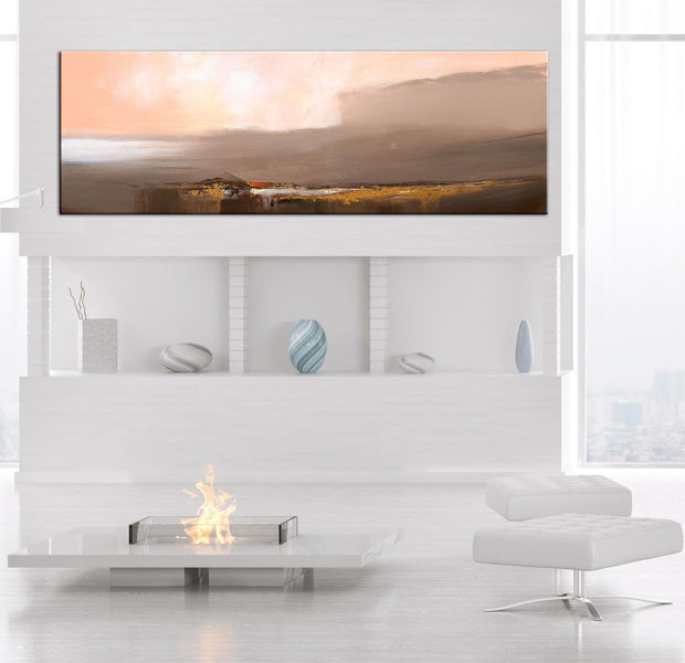 Abstract Canvas Wall Art - Last Step Brown Narrow