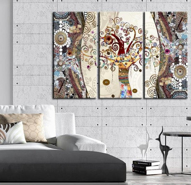 Abstract Canvas Wall Art - Mosaic Tree