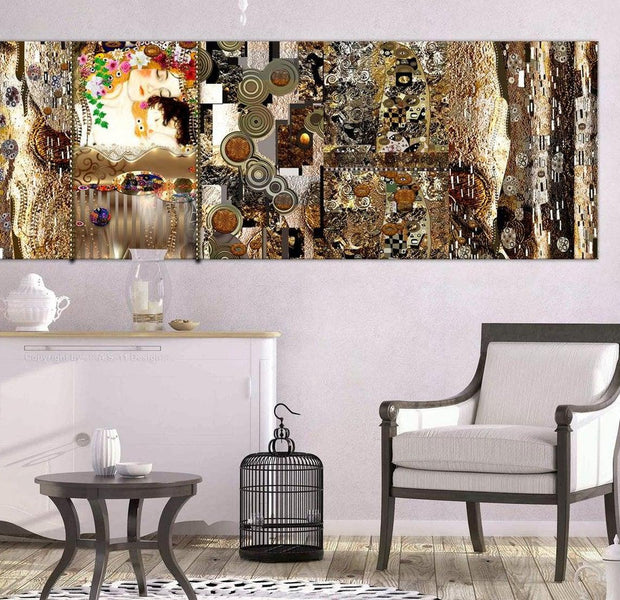 Abstract Canvas Wall Art - Mother'S Love Gold