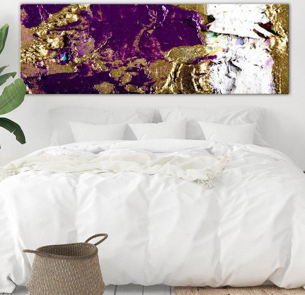 Abstract Canvas Wall Art - Purple Wave Narrow