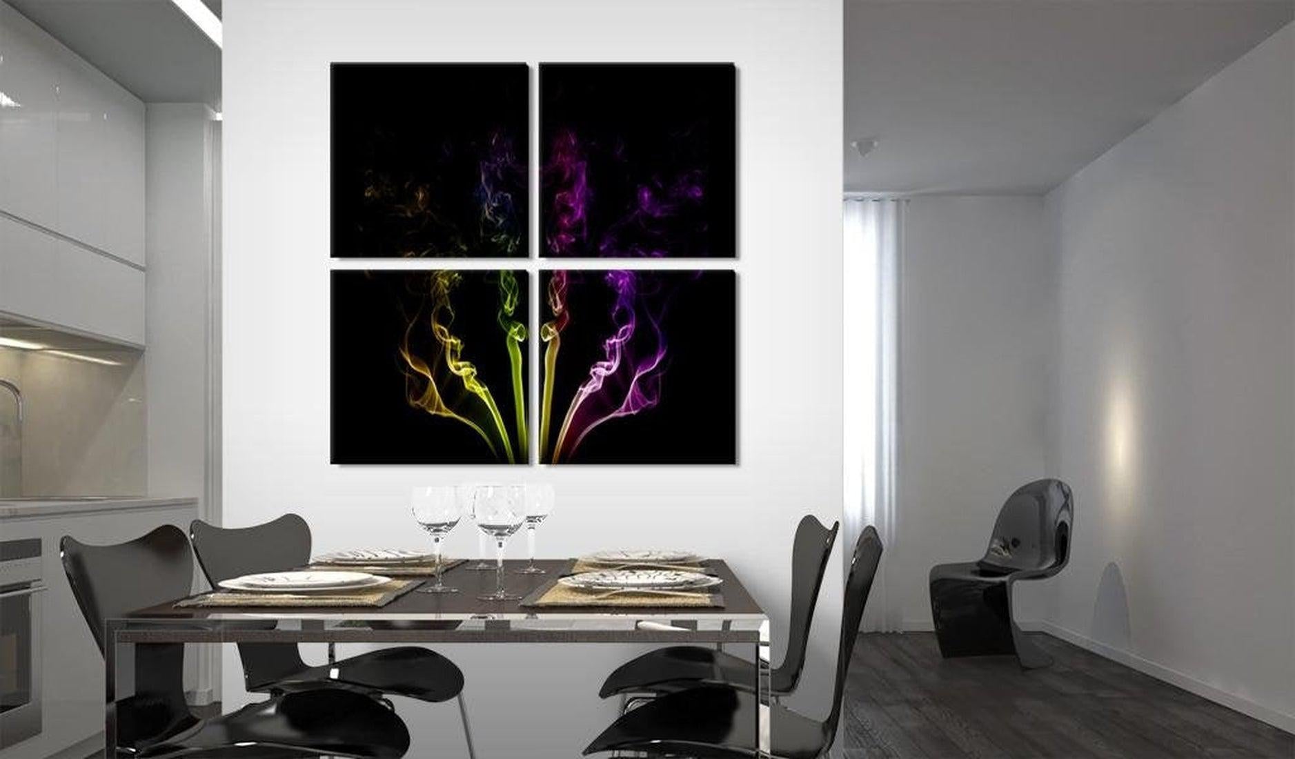 Abstract Canvas Wall Art - Rainbow-Hued Smoke Trails