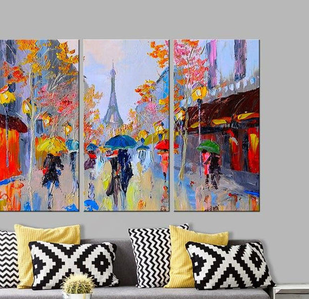 Abstract Canvas Wall Art - Rainy Paris