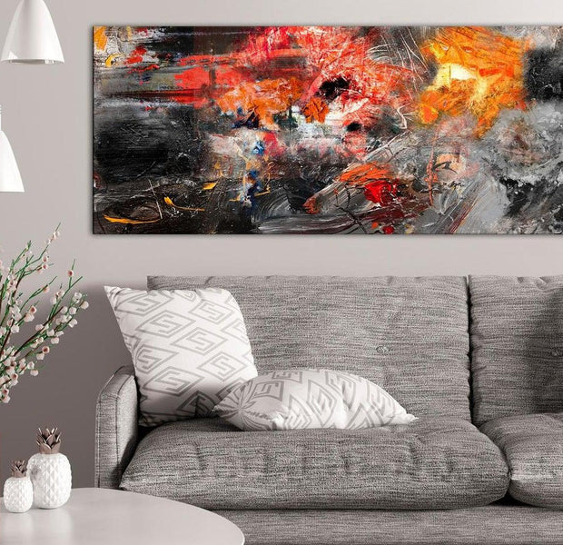 Abstract Canvas Wall Art - Red Grey Abstract Painting