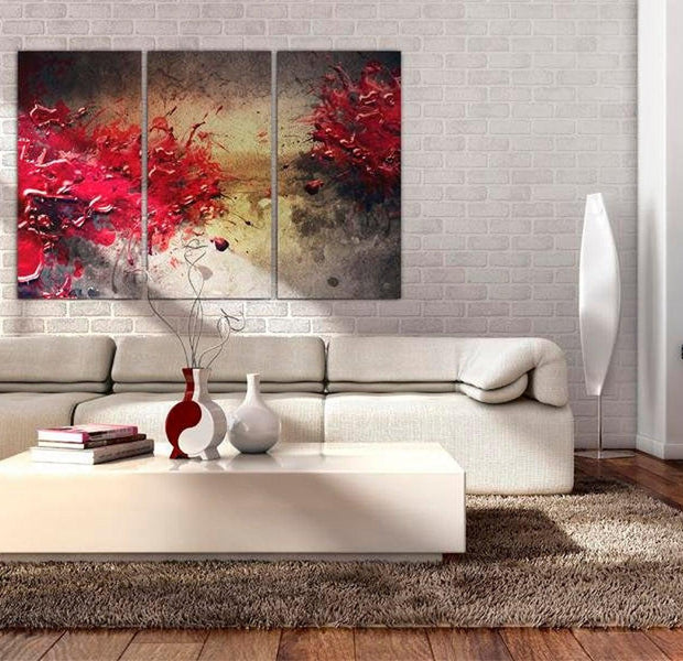 Abstract Canvas Wall Art - Red Splash