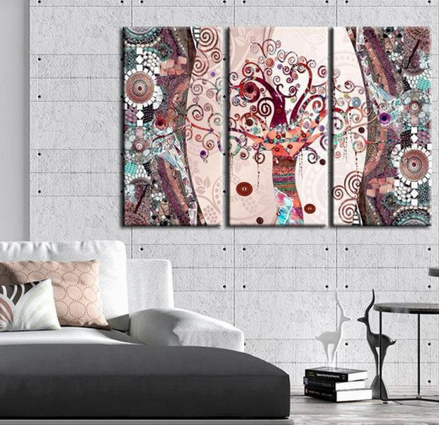 Abstract Canvas Wall Art - Ruby Tree