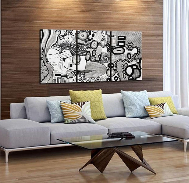 Abstract Canvas Wall Art - Silver Kiss