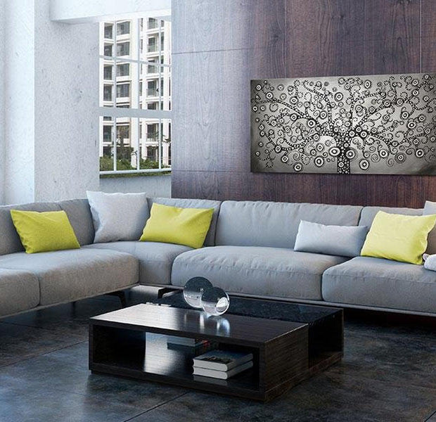 Abstract Canvas Wall Art - Silver Tree