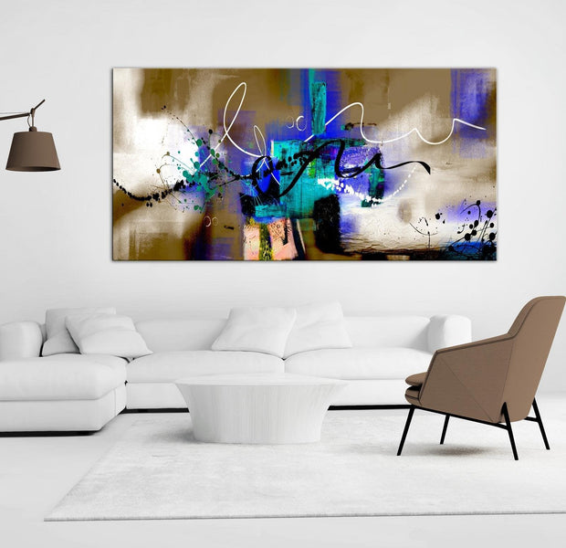 Abstract Canvas Wall Art - Street Melodies Brown Wide