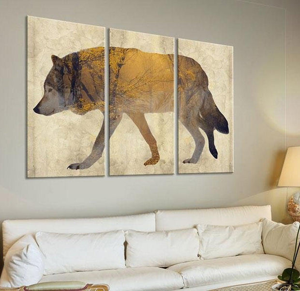 Stretched Canvas Animal Art - The Wandering Wolf