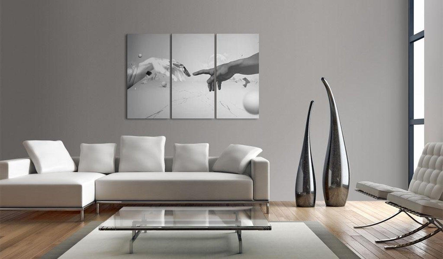 Abstract Canvas Wall Art - Touch In Black & White