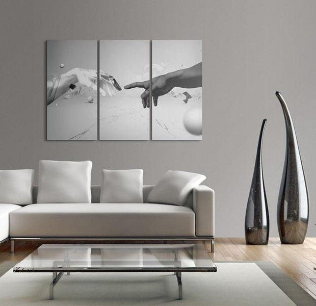 Abstract Canvas Wall Art - Touch In Black & White