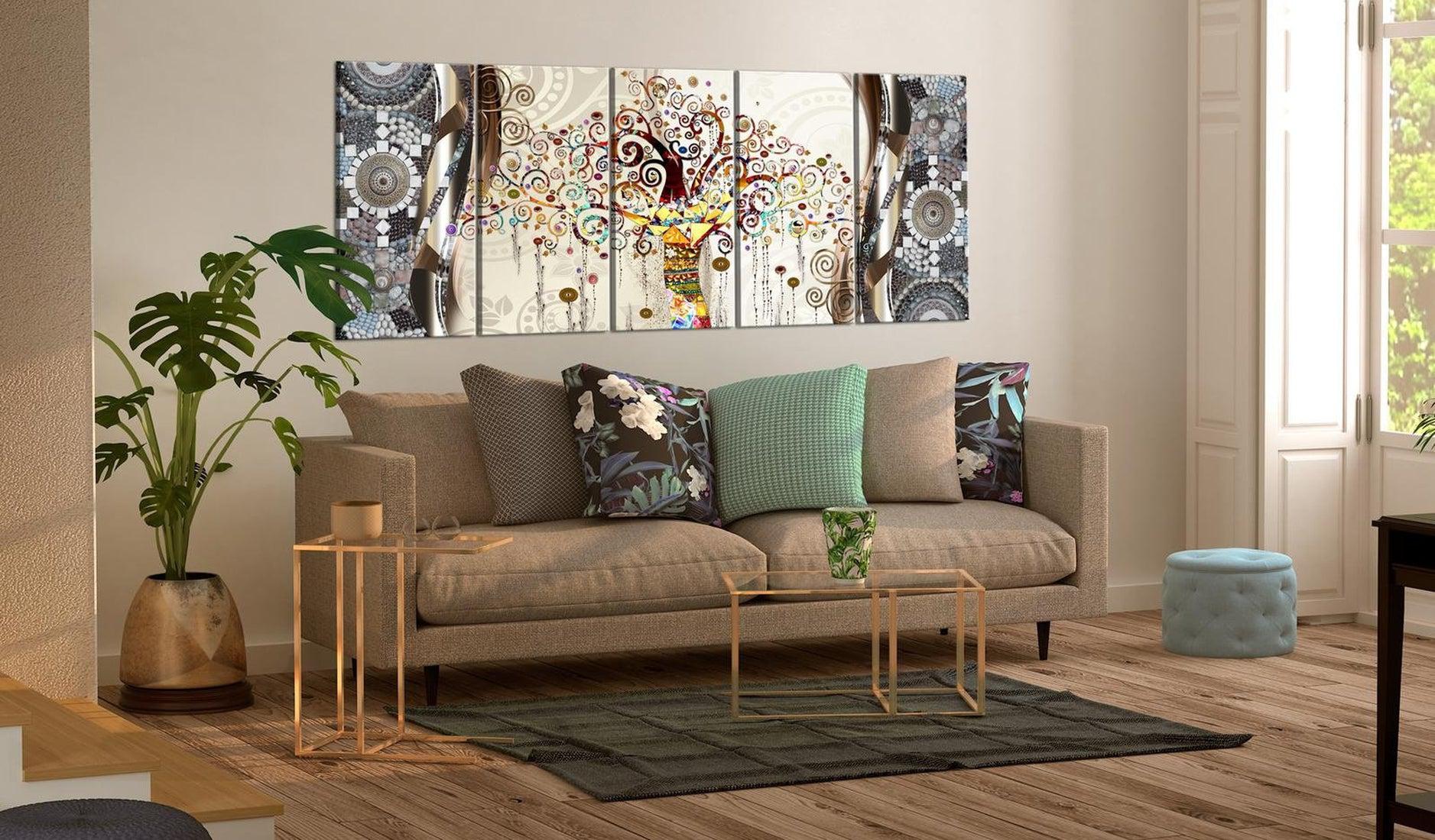 Abstract Canvas Wall Art - Tree And Mosaic