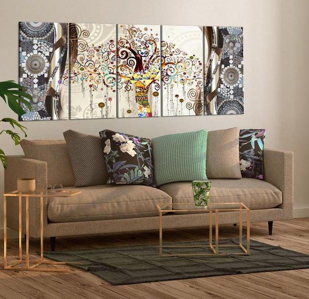 Abstract Canvas Wall Art - Tree And Mosaic