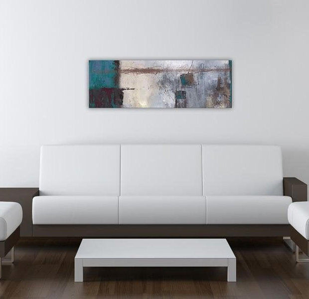 Abstract Canvas Wall Art - Turquoise Accents