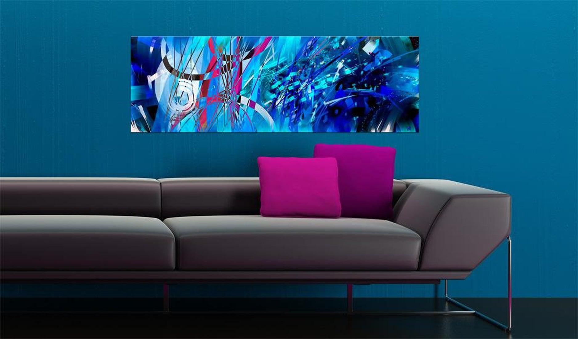 Abstract Canvas Wall Art - Turquoise Rain