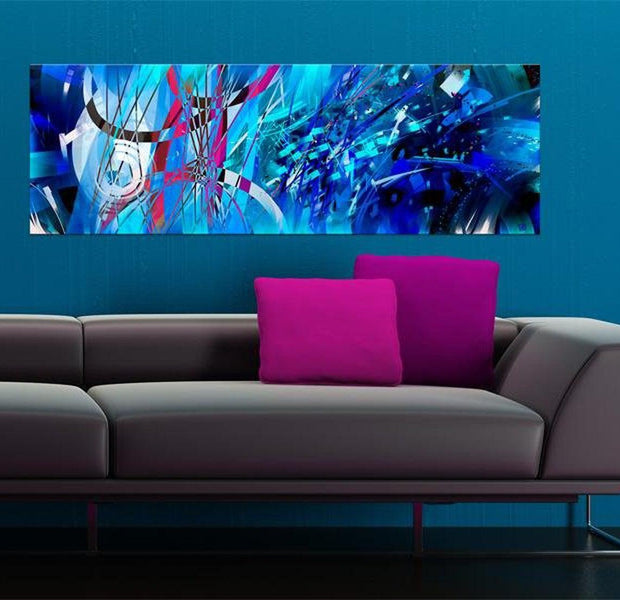 Abstract Canvas Wall Art - Turquoise Rain
