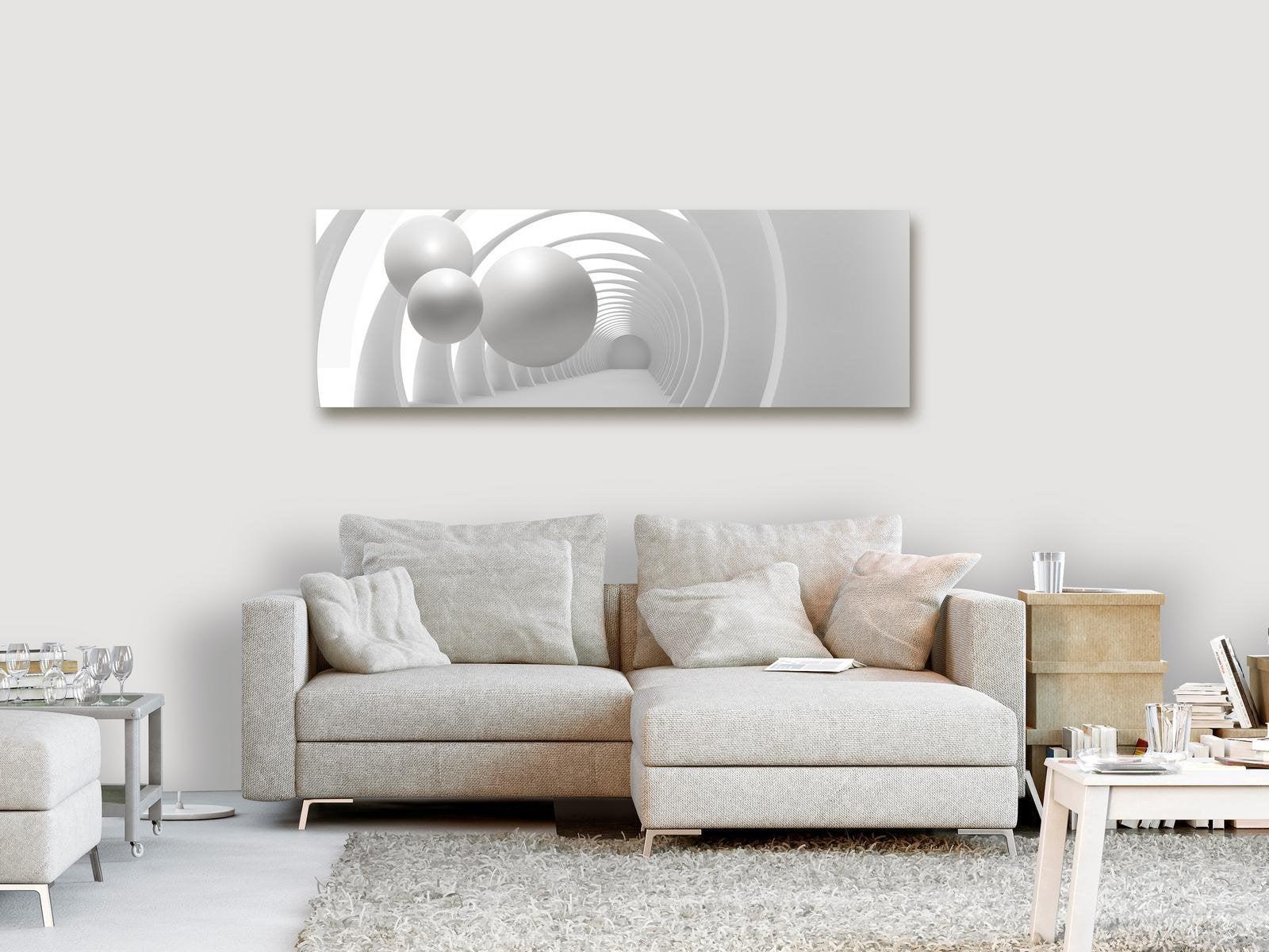 Abstract Canvas Wall Art - White Tunnel Narrow