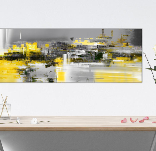 Abstract Canvas Wall Art - Yellow Andromeda Narrow