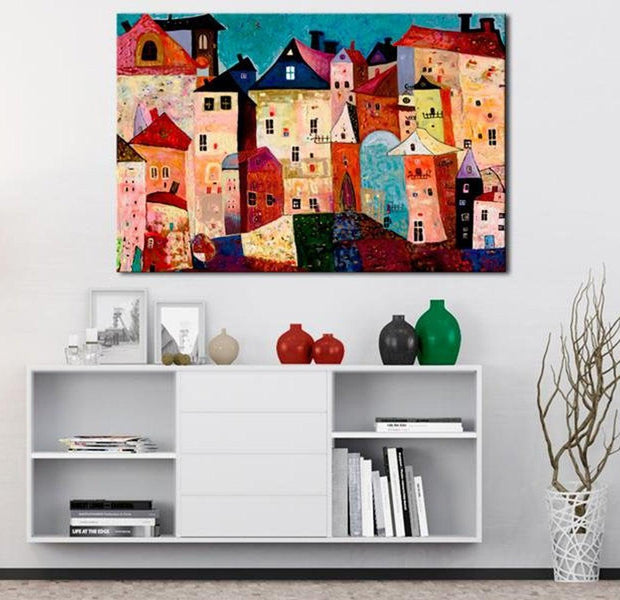 Abstract Canvas Wall Art - Artistic City