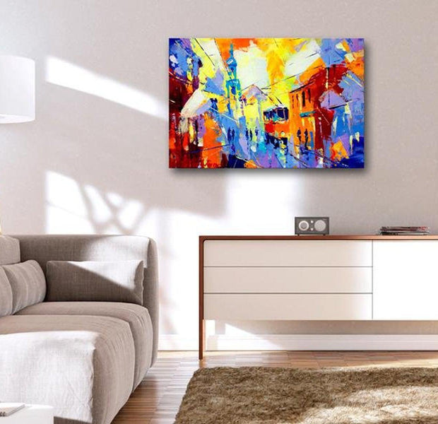 Abstract Canvas Wall Art - Colors Of The City