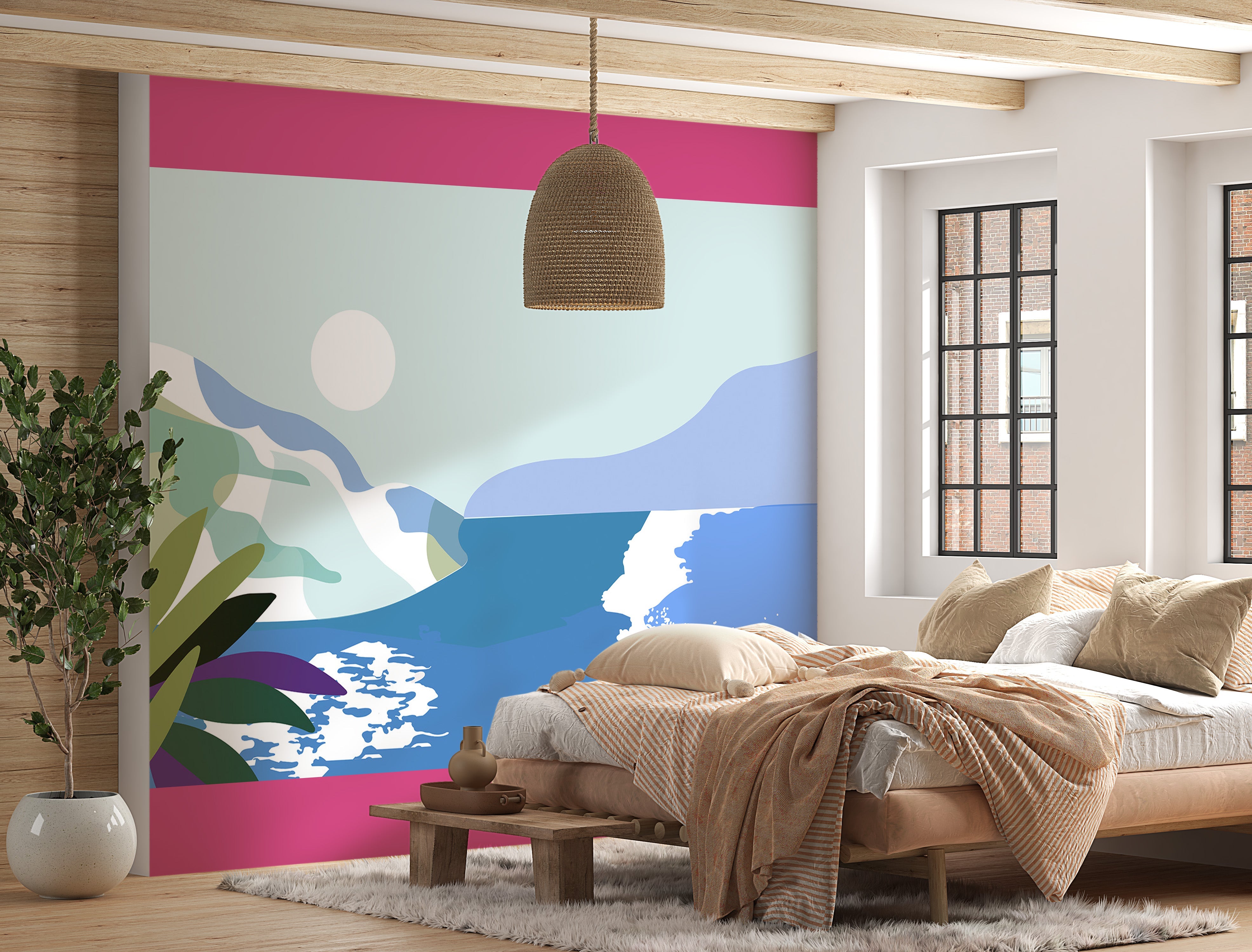 Abstract Wallpaper Wall Mural - Modern Sea & Mountains-Tiptophomedecor