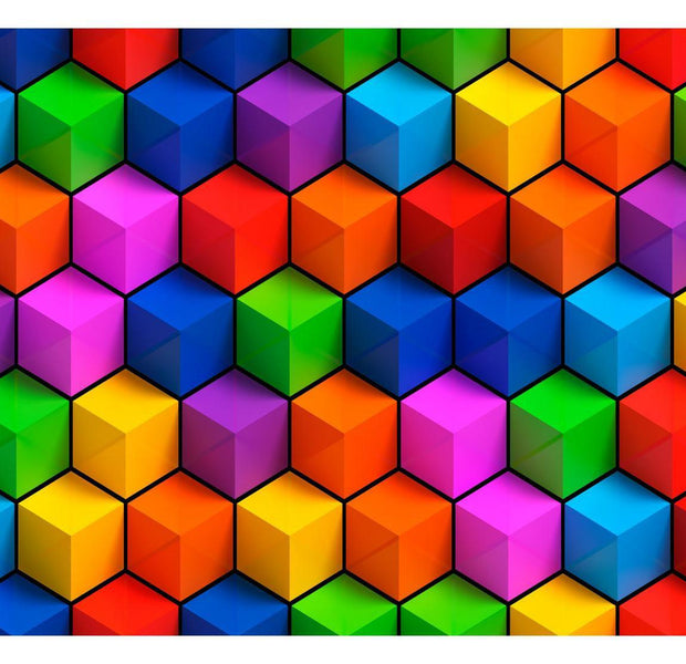 Abstract Wallpaper Wall Mural - Colorful Geometric Boxes