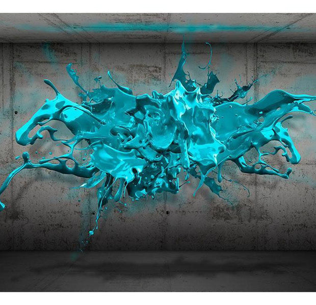 Abstract Wallpaper Wall Mural - Blue Ink Blot