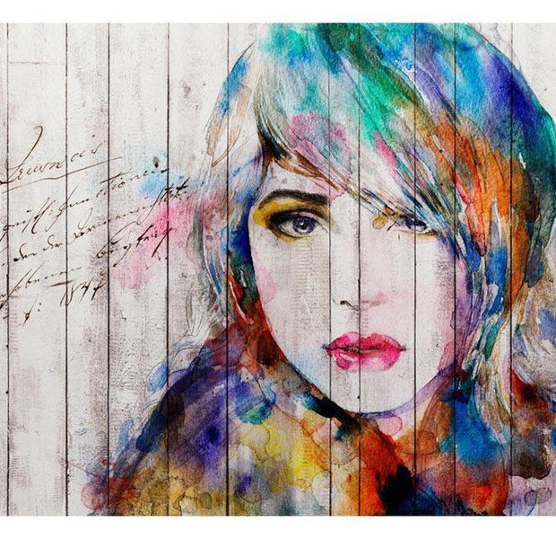 Abstract Wallpaper Wall Mural - Wooden Portrait