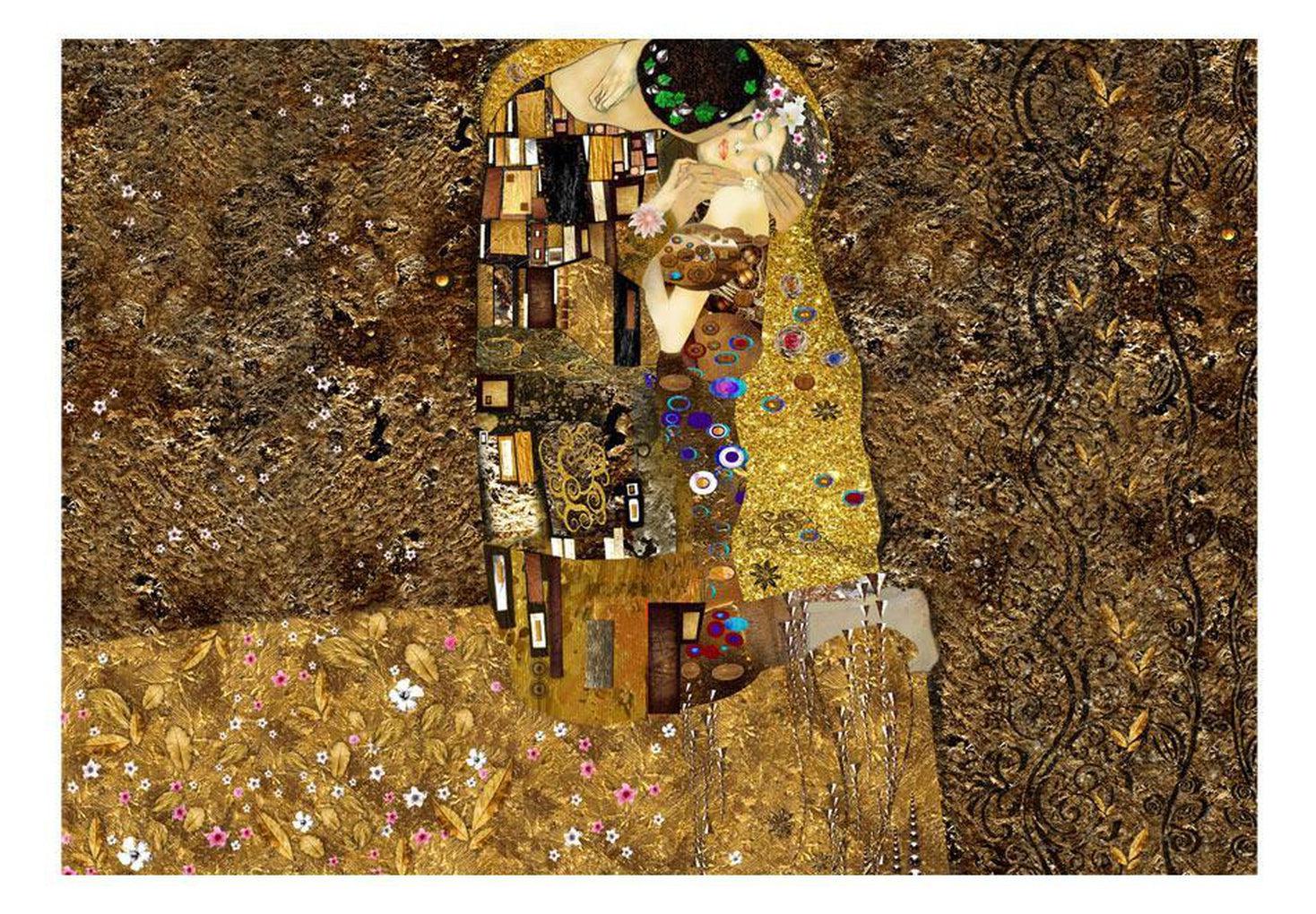 Abstract Wallpaper Wall Mural - Klimt Inspiration Golden Kiss